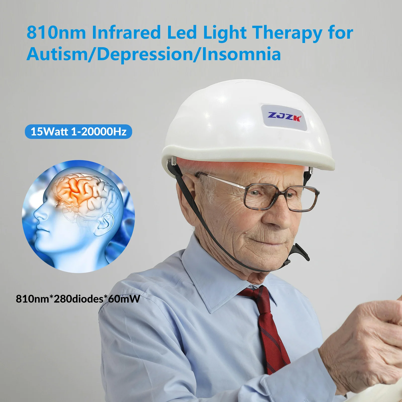 

ZJZK Brain Therapy Device Alzheimer'S 810nm 1070nm Light Therapy For Parkinson'S Disease Psychiatric Diseases Mental Disorders