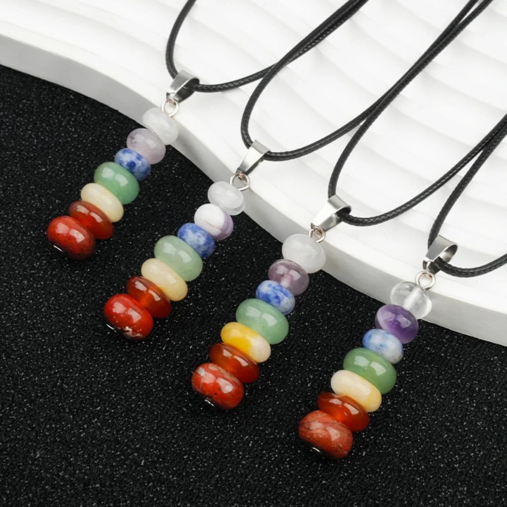 حار الوافدين الجدد 40X8mm الريكي 7 شقرا كريستال قلادة غير النظامية الحجر الطبيعي قلادة حبل سلسلة القلائد للنساء مجوهرات