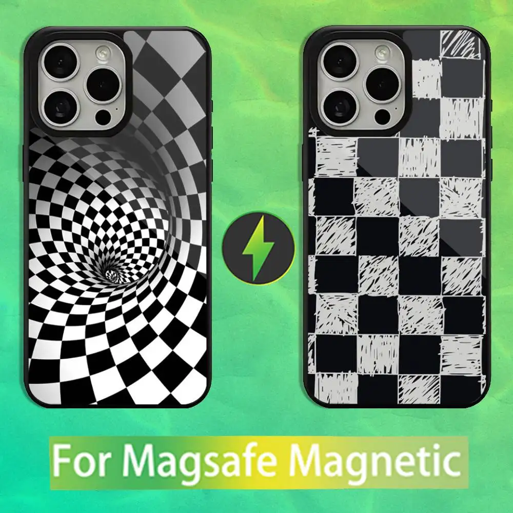 

checkered chess board Phone Case For iPhone 16,15,14,13,12,11,Pro,Max,Plus,Mini,Magsafe,Magnetic Wireless Charging Case