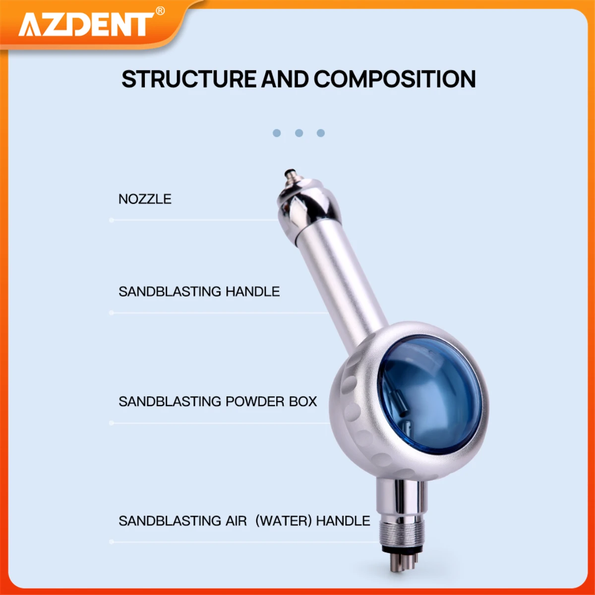 معدات طب الأسنان تبييض الأسنان رذاذ AZDENT الهواء المياه الملمع تدفق الهواء النفاث نظافة الفم تنظيف الأسنان Prophy تلميع أداة