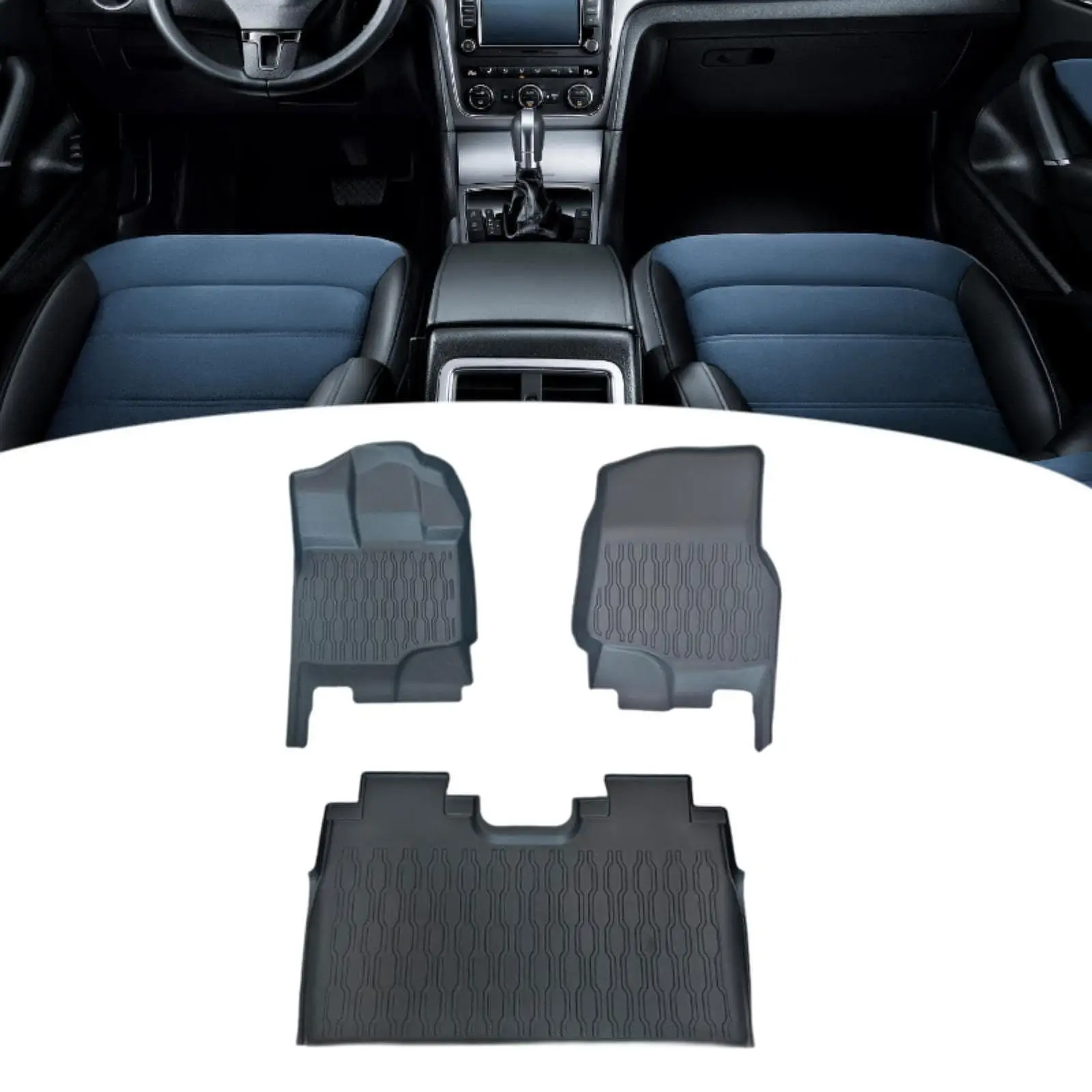 

3Pcs Floor Liners Mats Black Accessory Front and Rear for Ford F150 2015-2022 Lightweight Replace Parts Easily Install