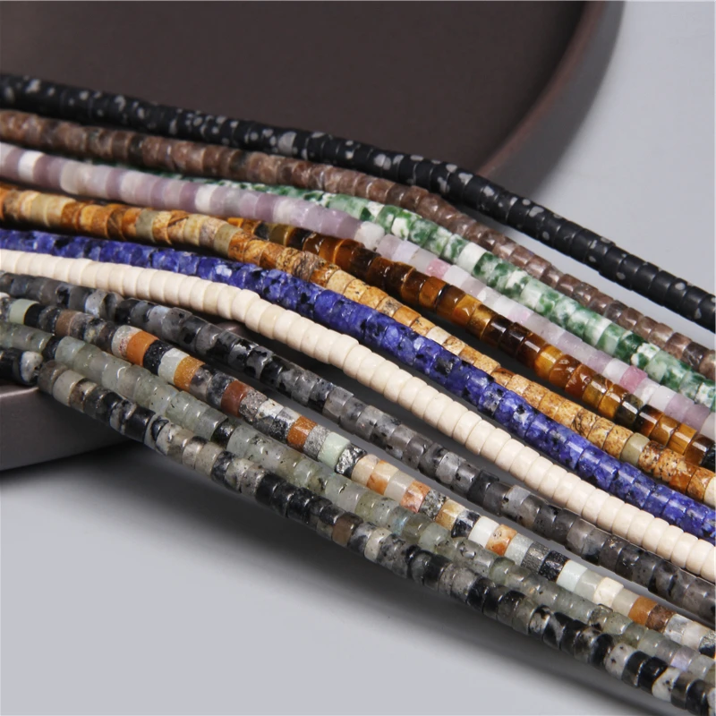 4x2mm Natural Flat Disc Round Stone Crystal Jades Spacer Beads Charm Jewelry Making Handmade Bracelet Necklace Earring Accessory