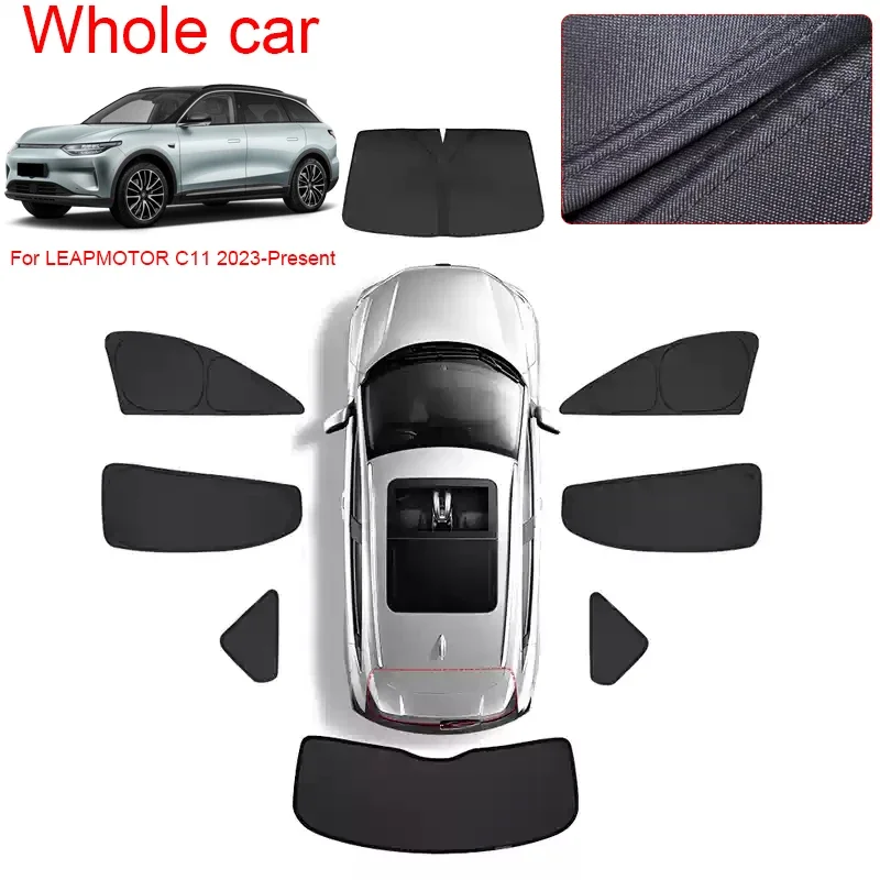 

For LEAPMOTOR C11 2023-Present Car Black Window Privacy Sunshade Auto Anti-UV Heat Insulation Protect Cover Interior Accessory
