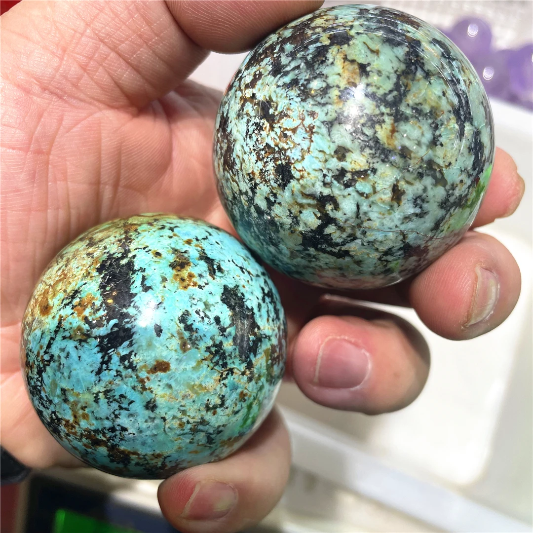 5-6cm Rare Natural Minerals Balls Raw Turquoise Quartz Spheres Loose Gemstone Calaite Precious Charm Decoration Stones Green