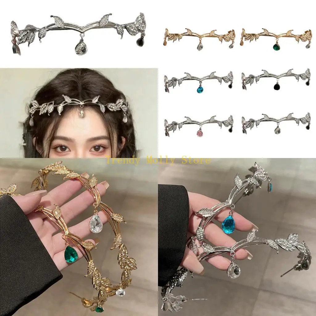 

N5KB Adjustable Hair Accessory With Tassels and Teardrop Detail Sparkling Rhinestones for Women Lightweight Hairpiece