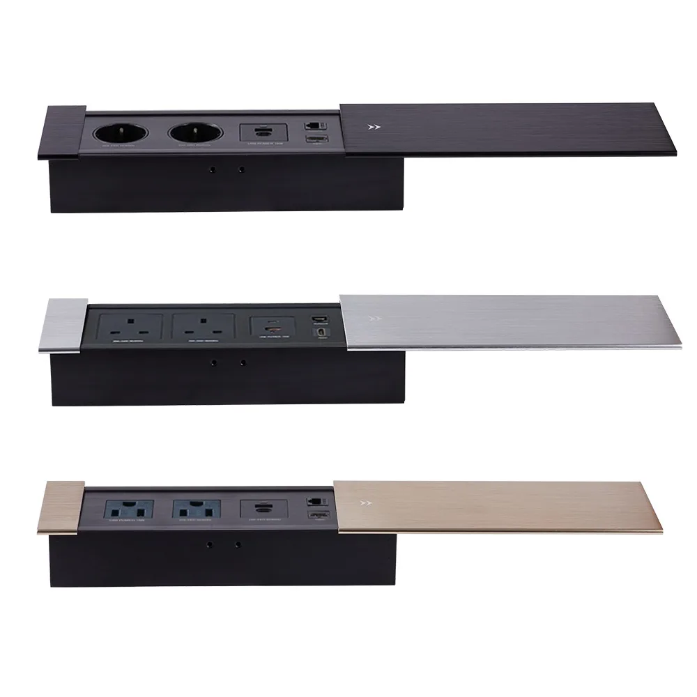 

MANLEIKE Table Hidden Socket Multifunctional Sliding Cover Desktop Socket Office Conference Socket With Network,USB,Type-c,Hdmi
