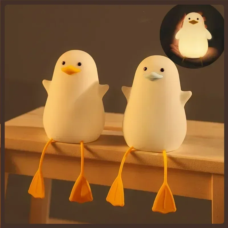 

Duck LED Night Lamp Cute Silicone Lamp Rechargeable USB Sensor Timing Bedside Lamp For Bedroom Kids Gift Sleeping light Bedroom