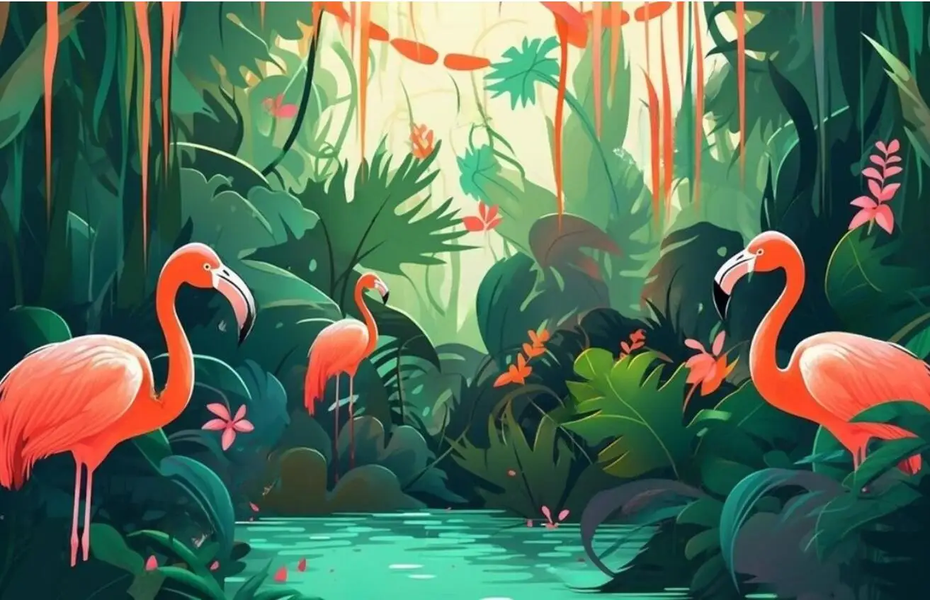 Custom Mural Hand Painted Tropical Plant Leaf Flamingo Photo Wallpaper For Living Room Bedroom Backdrop Decorative wallpaper
