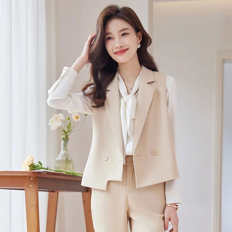 Fashion Temperament Suit Vest Women's Spring and Autumn Edition with a Sense of Design Jacket Joker Professional Vest Coat New