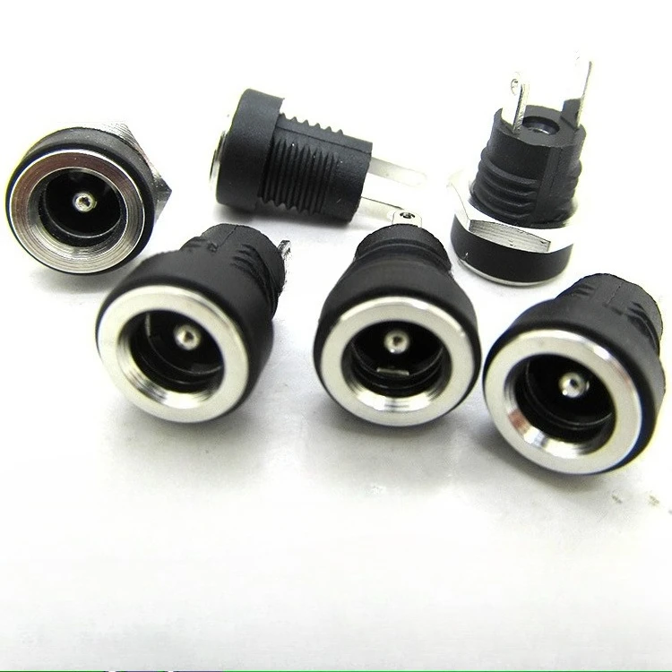 10pcs DC-022B 5.5x2.5mm Panel Mount DC Power Jack Socket, All-Copper Body with Copper Nut‌