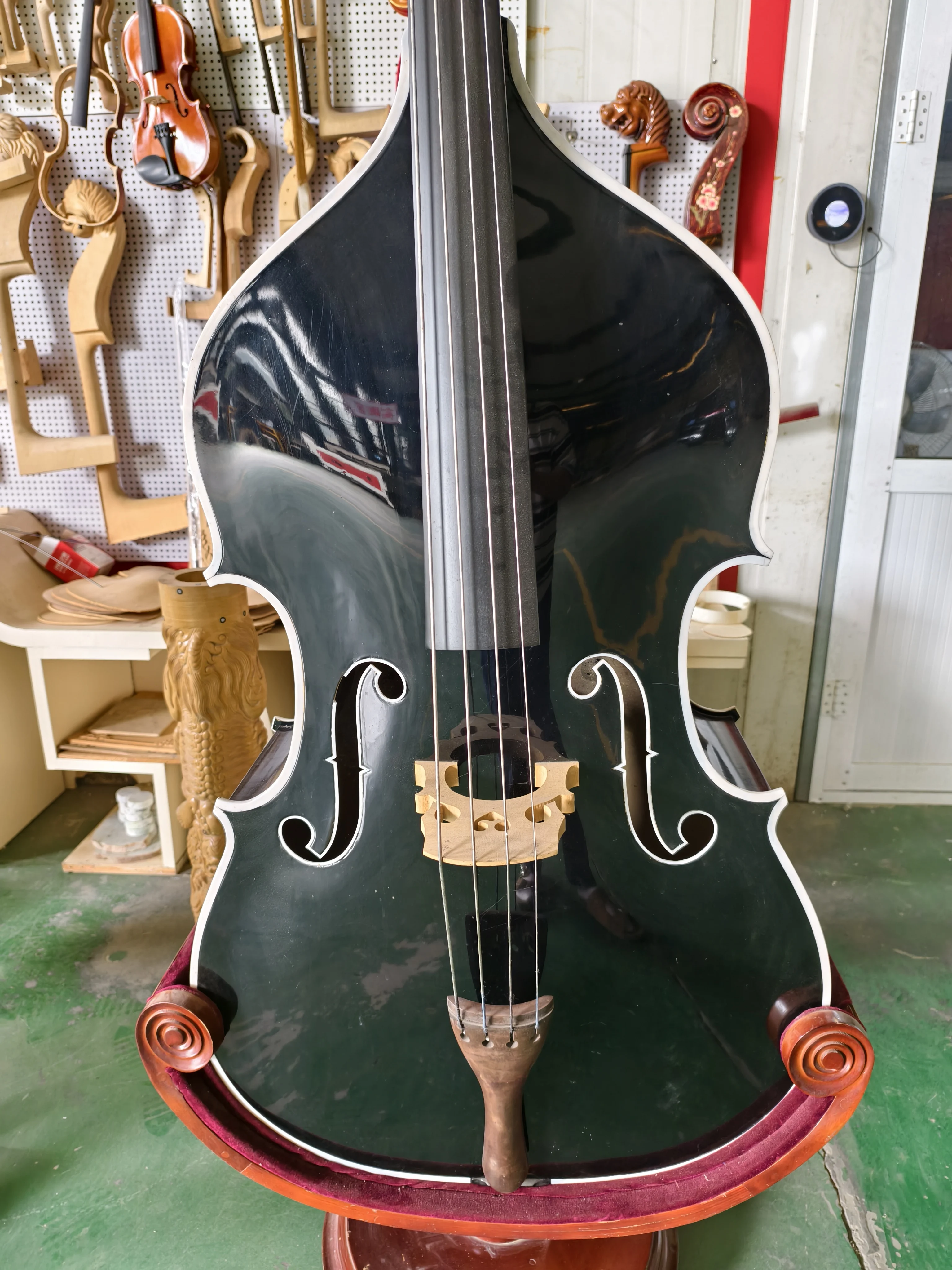 Black Double Bass Finely Crafted Plywood High-Quality Maple Wood 3/4 Bass Includes Carry All Accessories