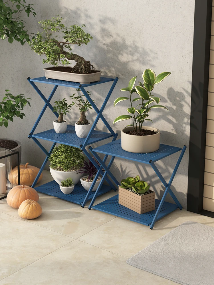 Magazine Book Newspaper Rack Outdoor Flower Rack Folding Shelf Potted Storage Rack Balcony Outdoor Plant  Simple Living Room