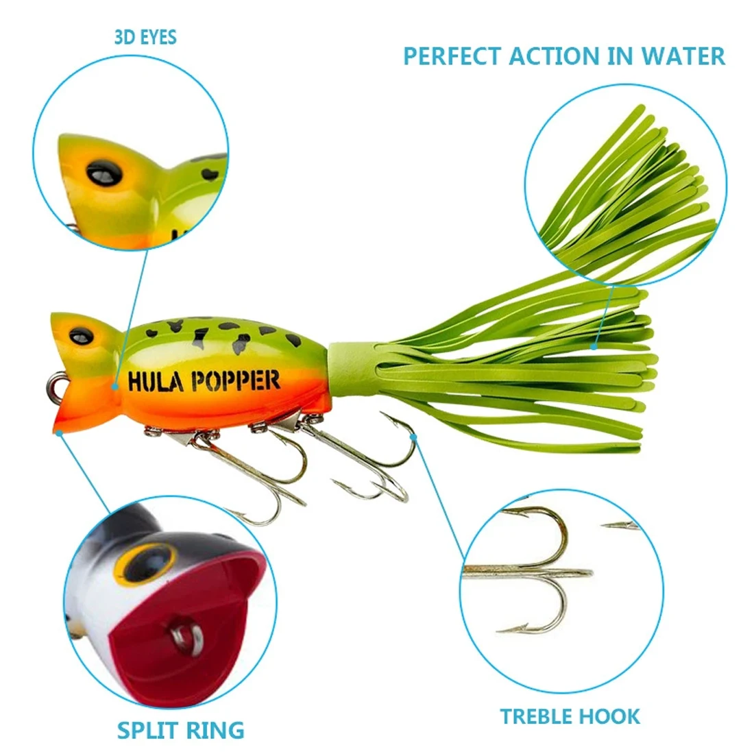 9KM Señuelo Popper Topwater agua salada con faldas y anzuelo triple - imagen 3