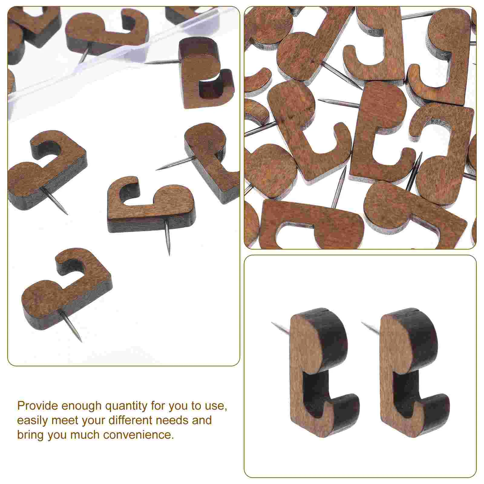 20 Pcs Wooden Hook Push Pin Decorative Thumb Tacks Picture Hanging Hooks for Cork Board