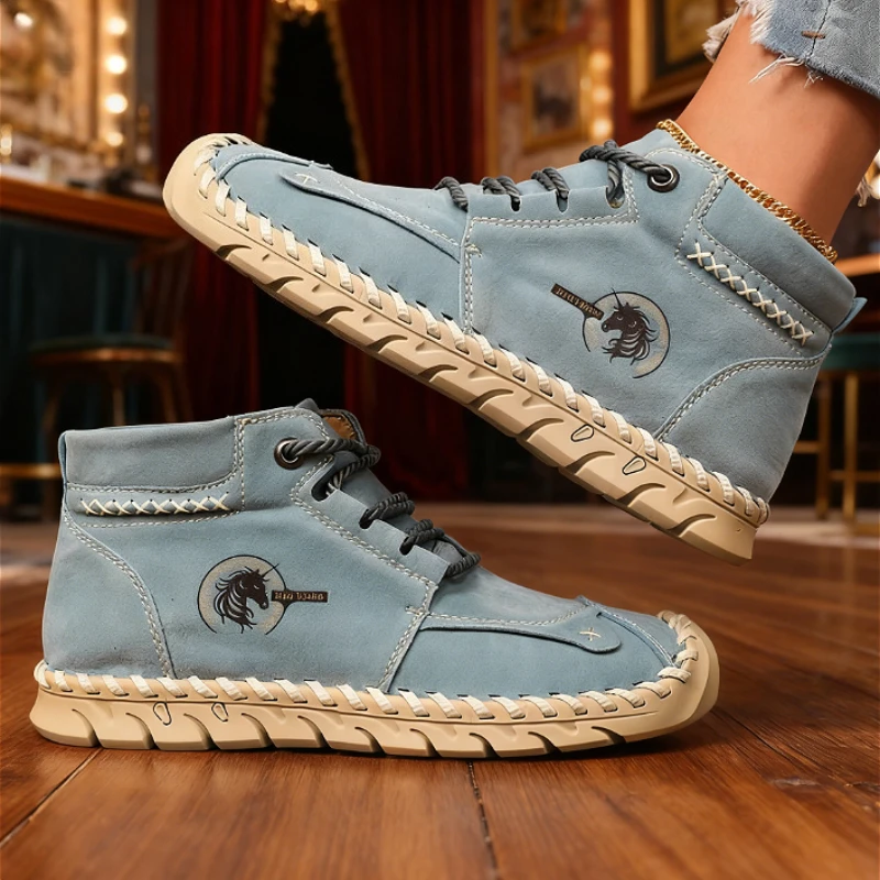 

Новая модная кожаная женская обувь ручной работы, женские повседневные кроссовки на плоской подошве со средним берцем, женские ботильоны на мягкой подошве, Zapatillas De Mujer