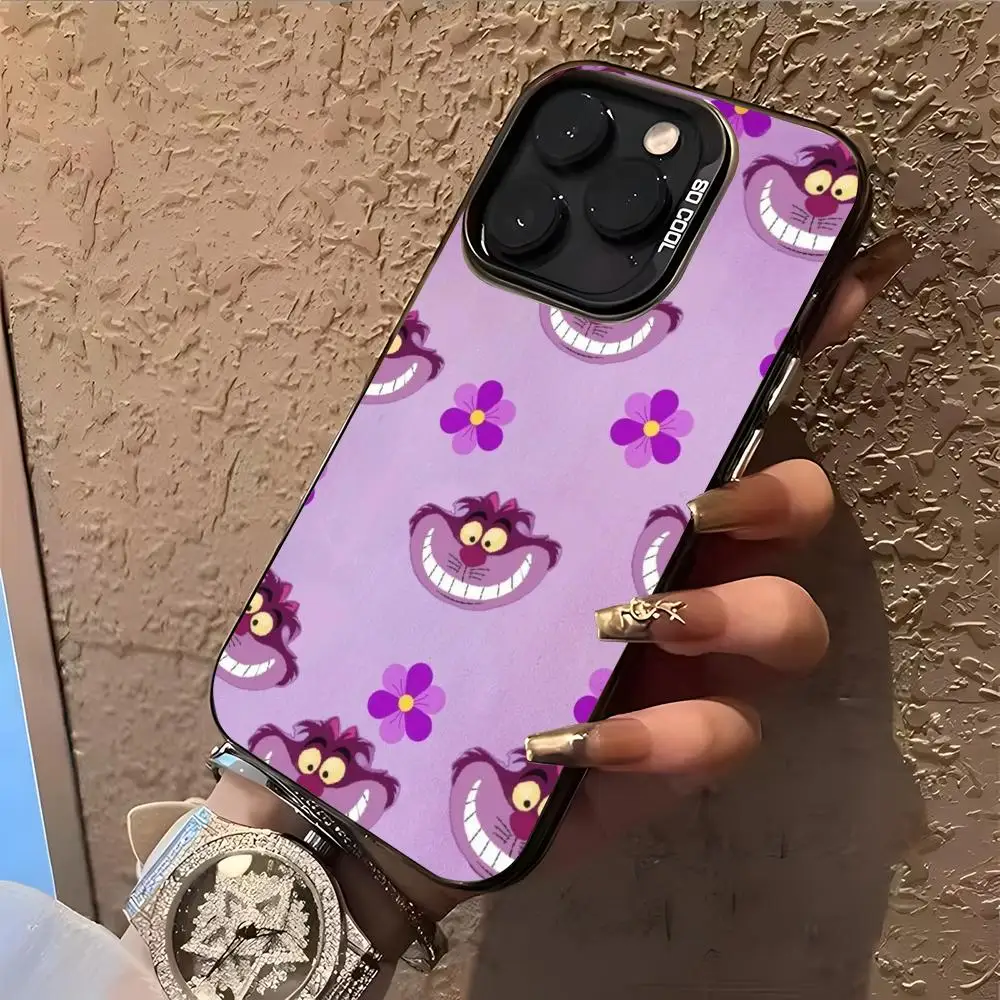 Cheshire Cat Alice wonderland Phone Case For lMDColor Silver Shell For lPhone 18 17 16 e 15 14 13 12 11 Pro Max Plus