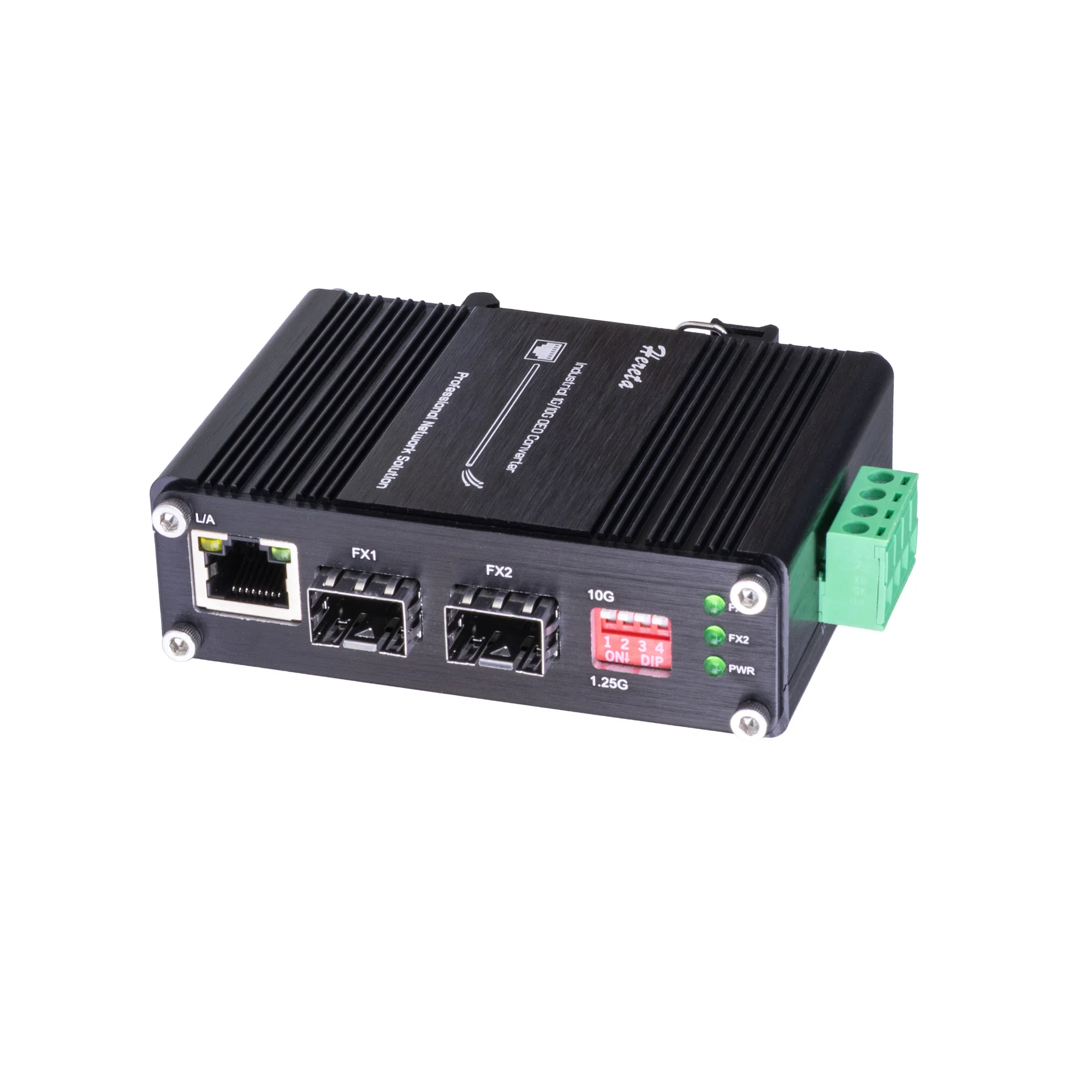 Mini Industrial 10G SFP+ to SFP+ Fiber Media Converter OEO 3R Repeater Fiber Extender 20KM Ethernet Transceiver