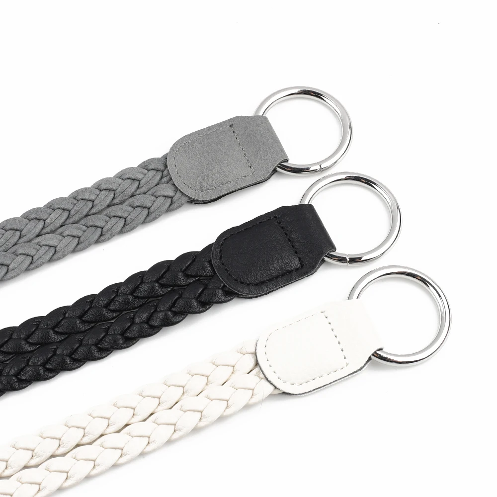 45cm PU Leather Woven Purse Handles Replacement Bag Strap Women Shoulder Handbag Belt DIY Bags Accessories White Cream Black
