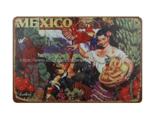 Mexico Land of Tropical Splendor tin sign room wall home tavern