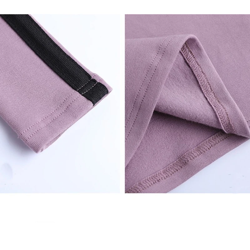 Camiseta de algodón para Mujer, ropa de moda coreana, Tops de cuello redondo, retales, camisetas ajustadas de manga larga para Mujer, primavera y