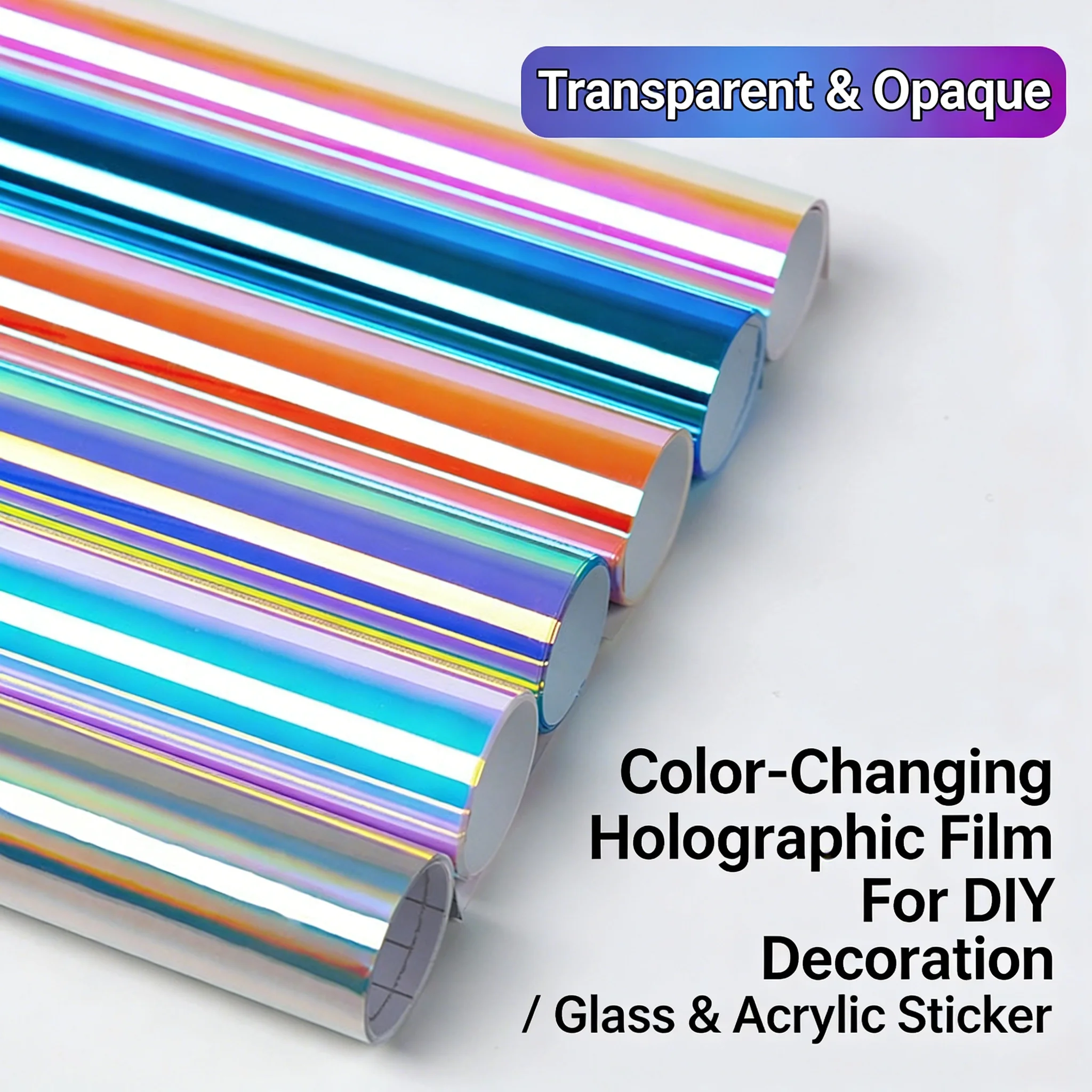 Holographische Folie Irisierender Regenbogen-Vinyl Transparenter Bunter Aufkleber für DIY-Basteln Fotografie Dekoration Handyhülle