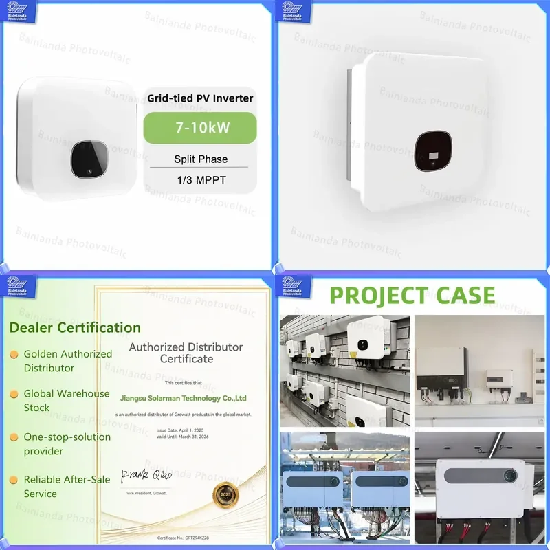 Grid Tied Solar Inverter 7KW 8KW 10KW Split Phase 240V MPPT PV Power Converter 50Hz 60Hz On Grid System US Stock Fast