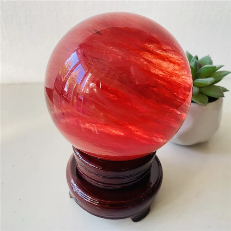 10cm Smelted Quartz Ball red Molten Stone Crystal Ball Feng Shui Home Furnishings Aura Healing Meditation Witchcraft Energy