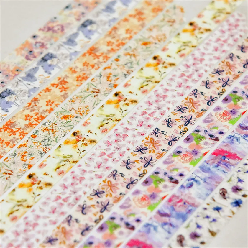 Imagem -04 - Adesivos de Flores de Fita Washi Romântico Decoração Pequena Kawaii Papel de Mascaramento Scrapbook Diário Papel da Coréia Sakura Papeleria