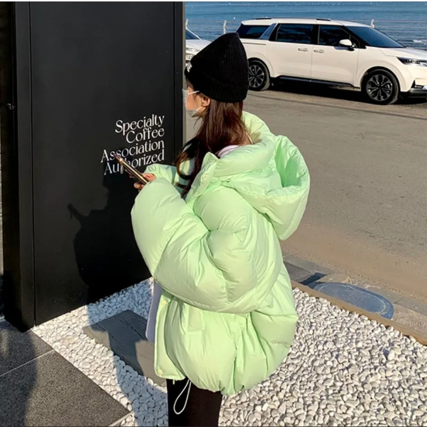 

Korean Sle Warmth Faionable Bread Coat Women's Winter New Cotton Jaet Loose Lazy Design Hat Inteated Outerwear