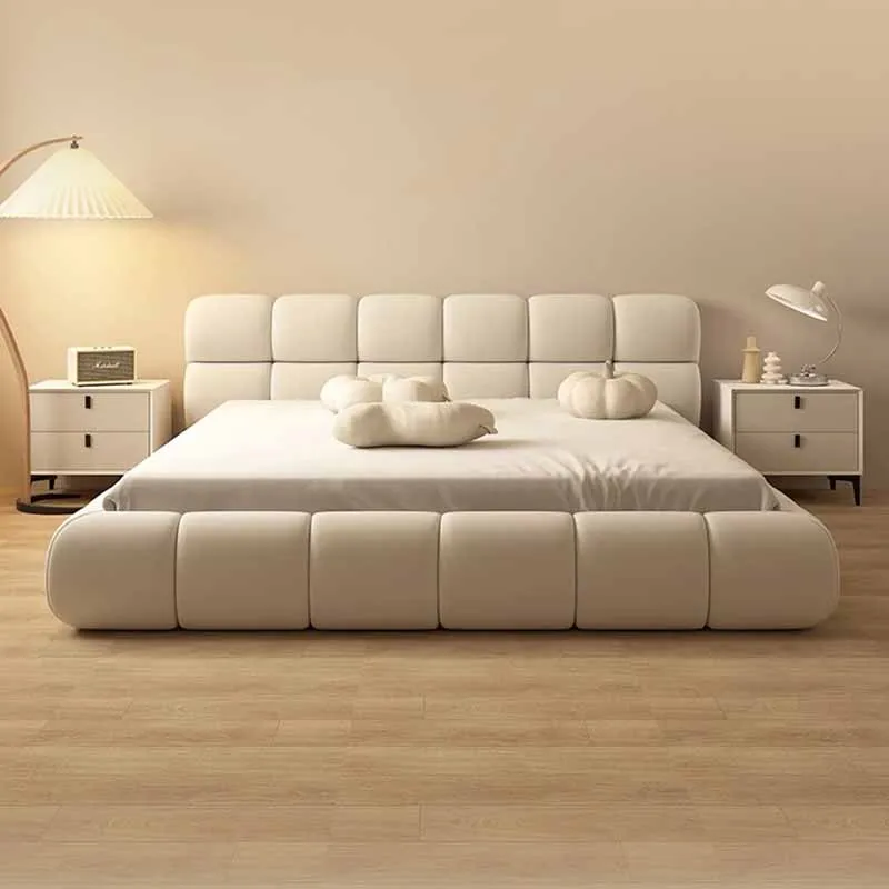 

Kawaii Waterproof Double Bed Bedroom Soft White European Upholstered Modern Beds Queen Twin Wooden Camas De Dormitorio Furniture