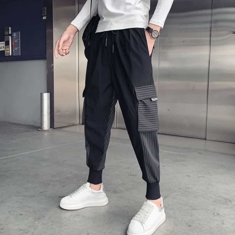 Y2k High Quality Multi Pocket Men\'s Cargo Pants Emo Fashion Trousers Harem Casual Hip Hop Nylon Wide Hiking Slim Summer Slacks S