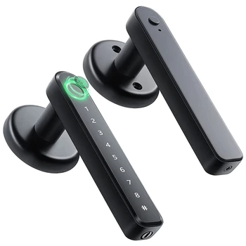 Keypad keyless entry door lock fingerprint smart door lock with door knob for home hotel office apartment with handle