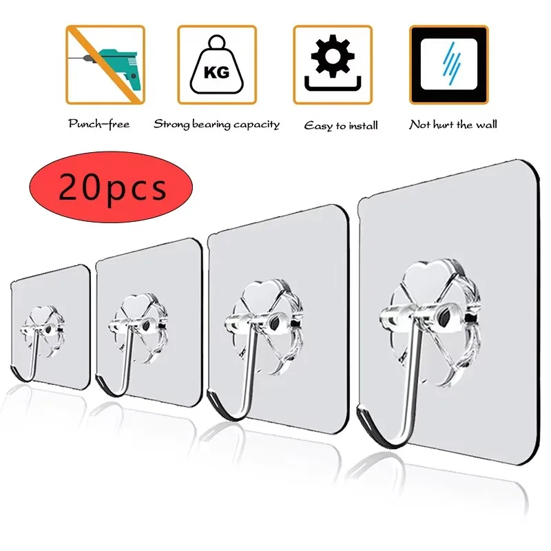 1–100 Stück selbstklebende Haken, robuste Wandhaken, Mehrzweckhaken, Türschlüssel, Handtuch, Wandhaken für Badezimmer, Küche, Zuhause