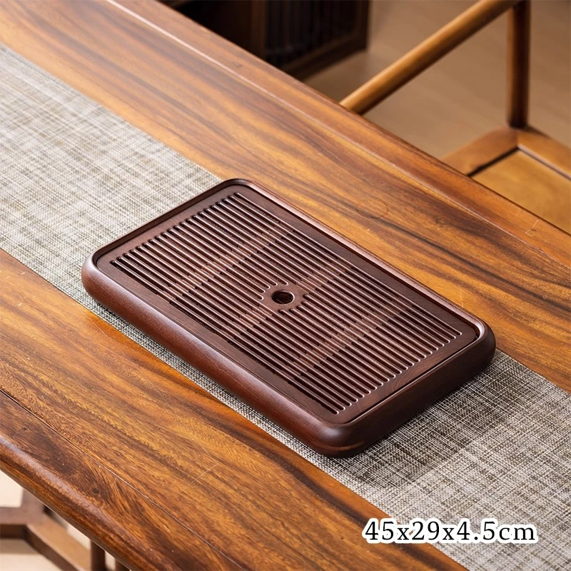 Elegant Rectangular Bamboo Tea Tray African Rosewood Water Tray for Home Study Dry Brew Tea Set for Guesthouse Desk