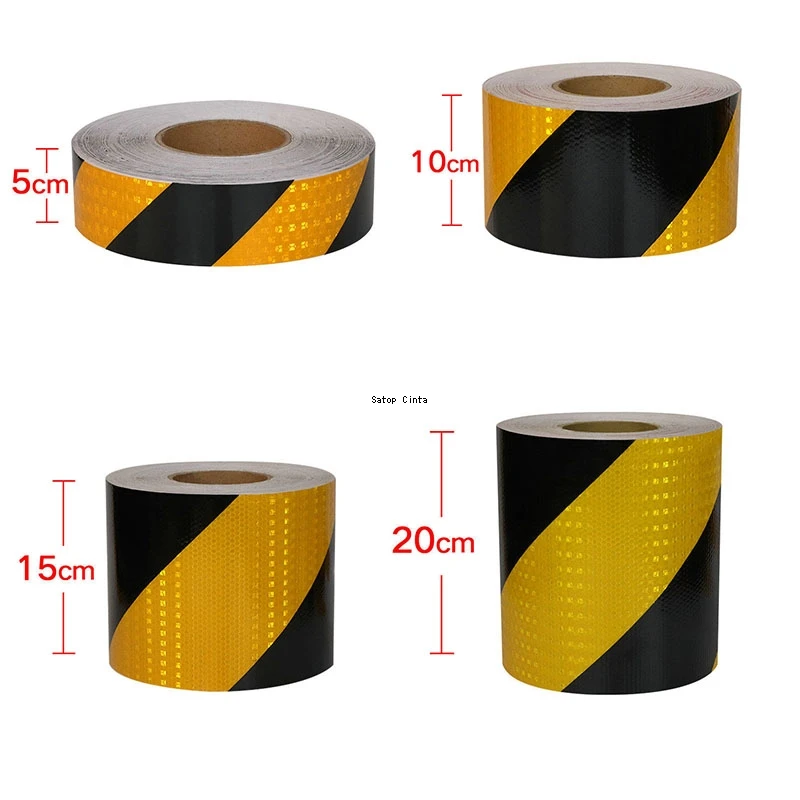 5cm/10cm/15cm/20cm*5M Reflective Tape Twill Yellow-Black Waterproof Adhesive Safety Warning Reflectors Sticker For Truck Trailer