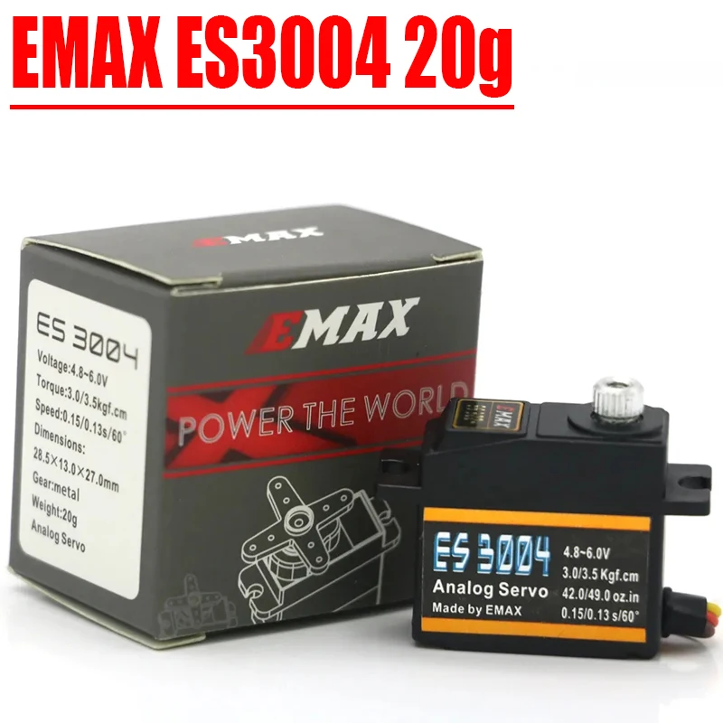 1PCS  EMAX ES3004 20g 3.5kg 0.13sec 23T Metal Gear Analog Servo For RC Airplane ES3104 upgrade