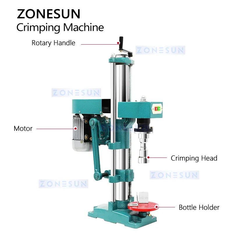 ZONESUN ZS-YG60B Automatic Benchtop Crown Cap Sealing Machine 1200BPH Electric Beer Soda Glass Bottle Crimper Capping Equipment