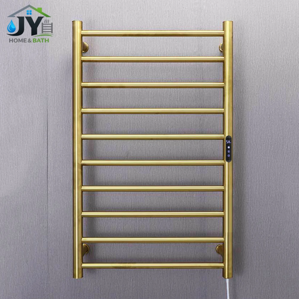 Brushed Gold Electric Heated Towel Rack Heated Towel Warmer Towel Radiator 10 Bars Bathroom Towel Dryer 80cm*50cm