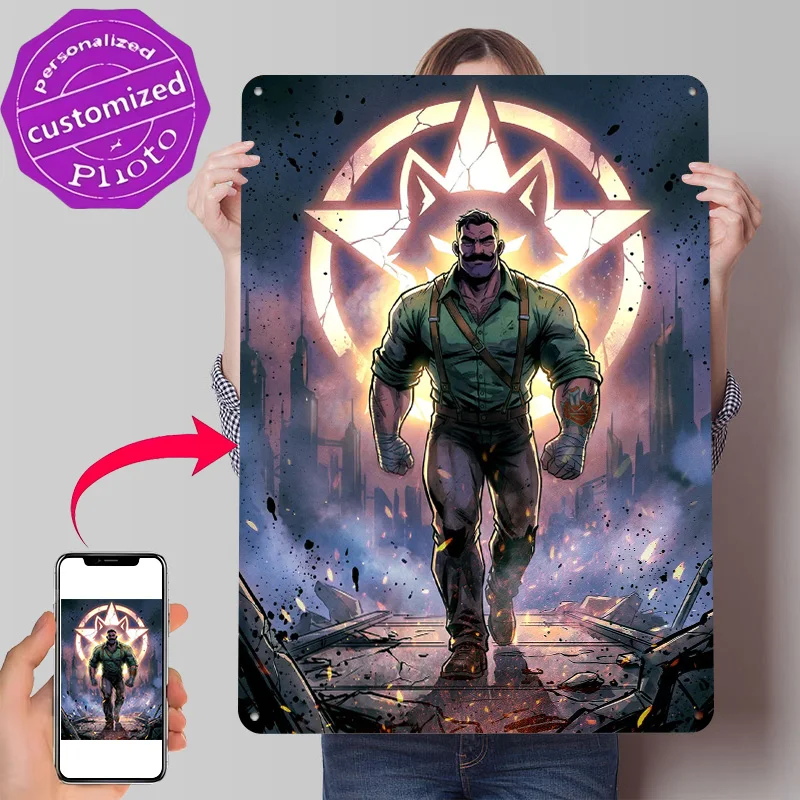 Dispatch Character in a Post-Apocalyptic City 3D Printed Texture Poster Personalized Wall Art Retro Metal Tin Signs for House