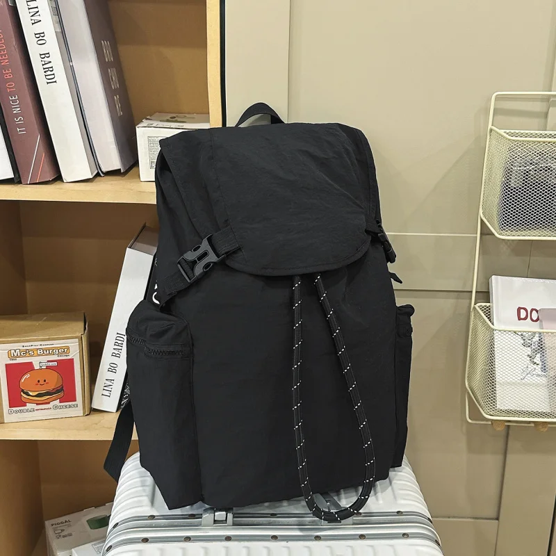 Trendy Brand Backpack for Men, Large Capacity Solid Color Lightweight Backpack for Women, College Students, High School Students