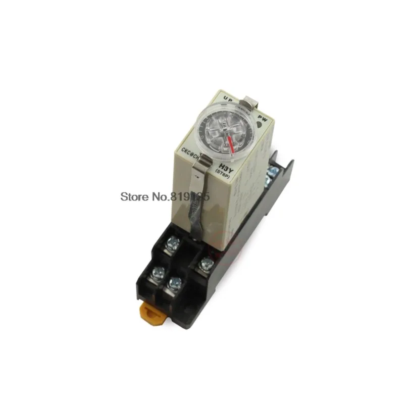 Rotary Knob DPDT 1S/5S/10S/30S/60S/3M/5M/10M/30M Timer Timing Time Relay AC 220V  H3Y-2 With Base Socket