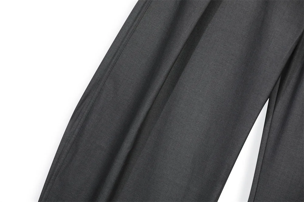 Vorne Geknöpfte Plissierte Laternenhose für Herren Weite Dunkelgraue Anzughose Streetwear Old Money Weit Geschnittene Business-Hose mit Gebogener Form – Detail 18