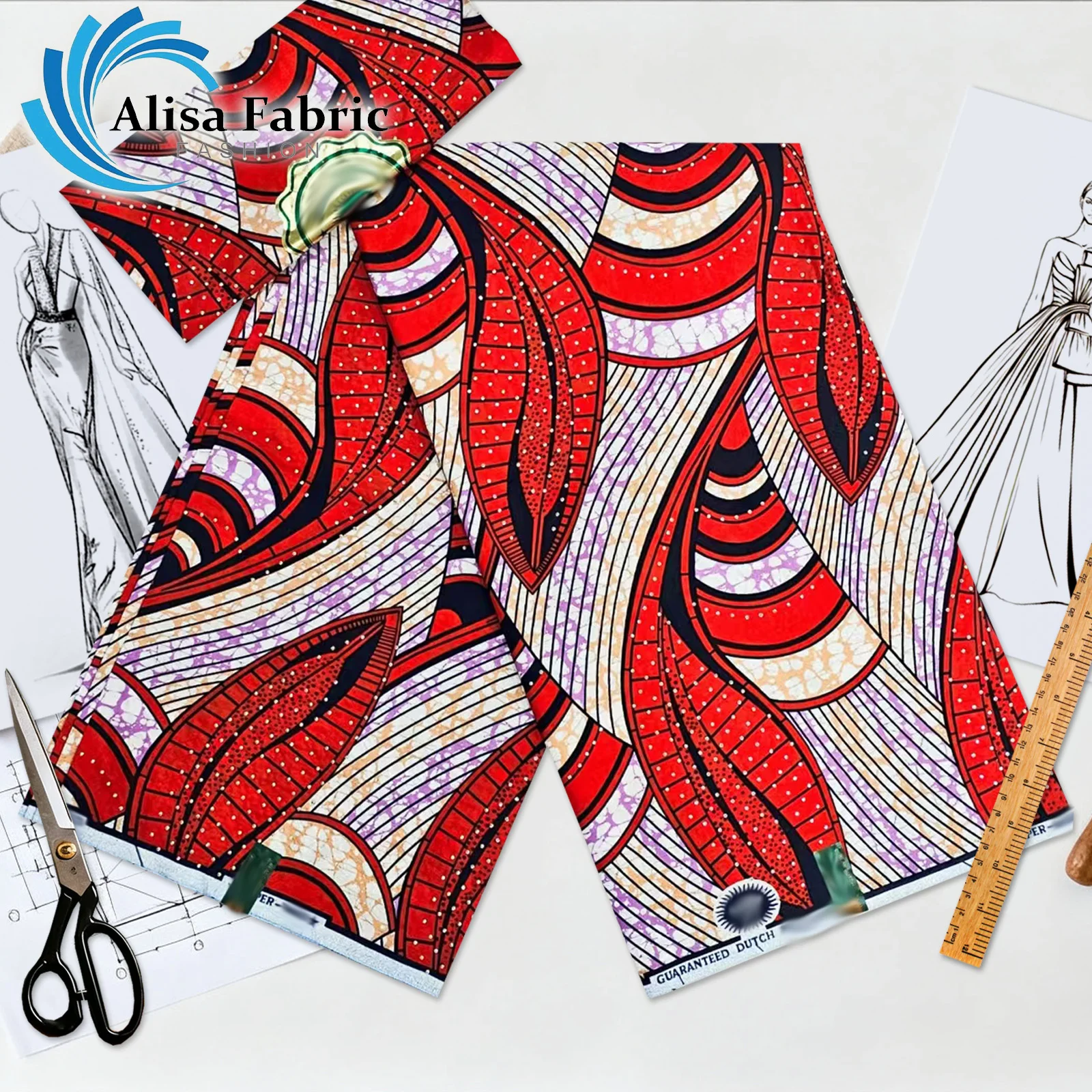 

2025 ankara fabric hot drilling high quality African fabric 6yards real wax print 100% cotton holland for sewing