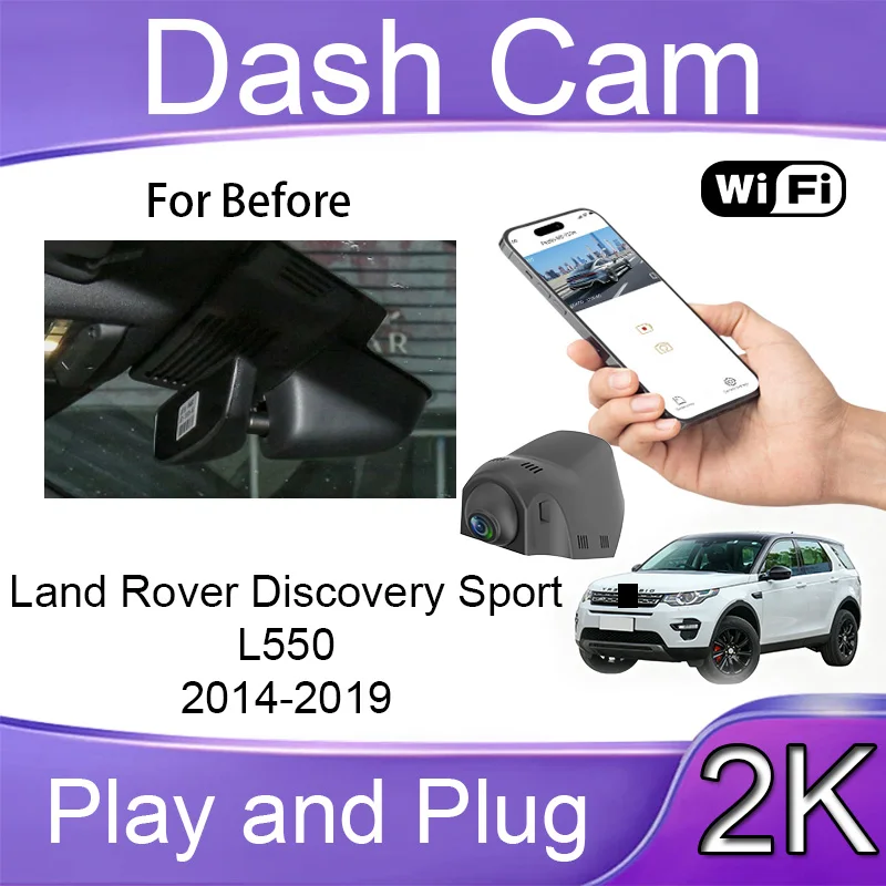 Cámara para Auto 2K Wifi, Conexión y Uso Inmediato, Fácil Instalación, Cámara Delantera y Trasera, Control por Aplicación, Sensor G, Para Land Rover Discovery Sport 2013-2019
