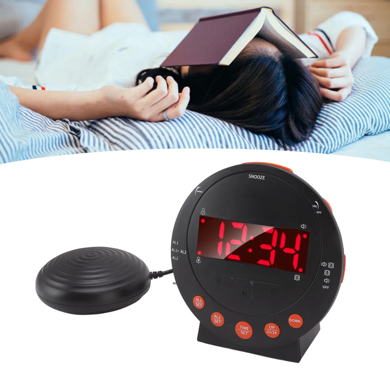 Alarm Clock 110 Decibels Red Flashing Light Super Shaker Extra Loud Alarm Clock for Student Elder Super Shaker Clock Alarm Clock