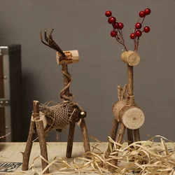 wooden couple deer ornaments gifts creative wooden handicrafts desktop decoration window display