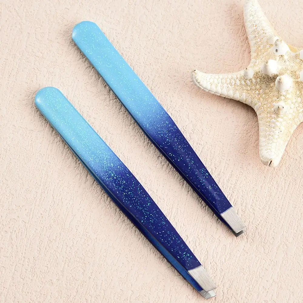 Glitzer Augenbrauen Pinzette hohes Aussehen flach/abgeschrägt rosa/blau Augenbrauen Make-up-Tools Entfernung Pfropfen Augenbrauen Clip sauberes Lippen haar