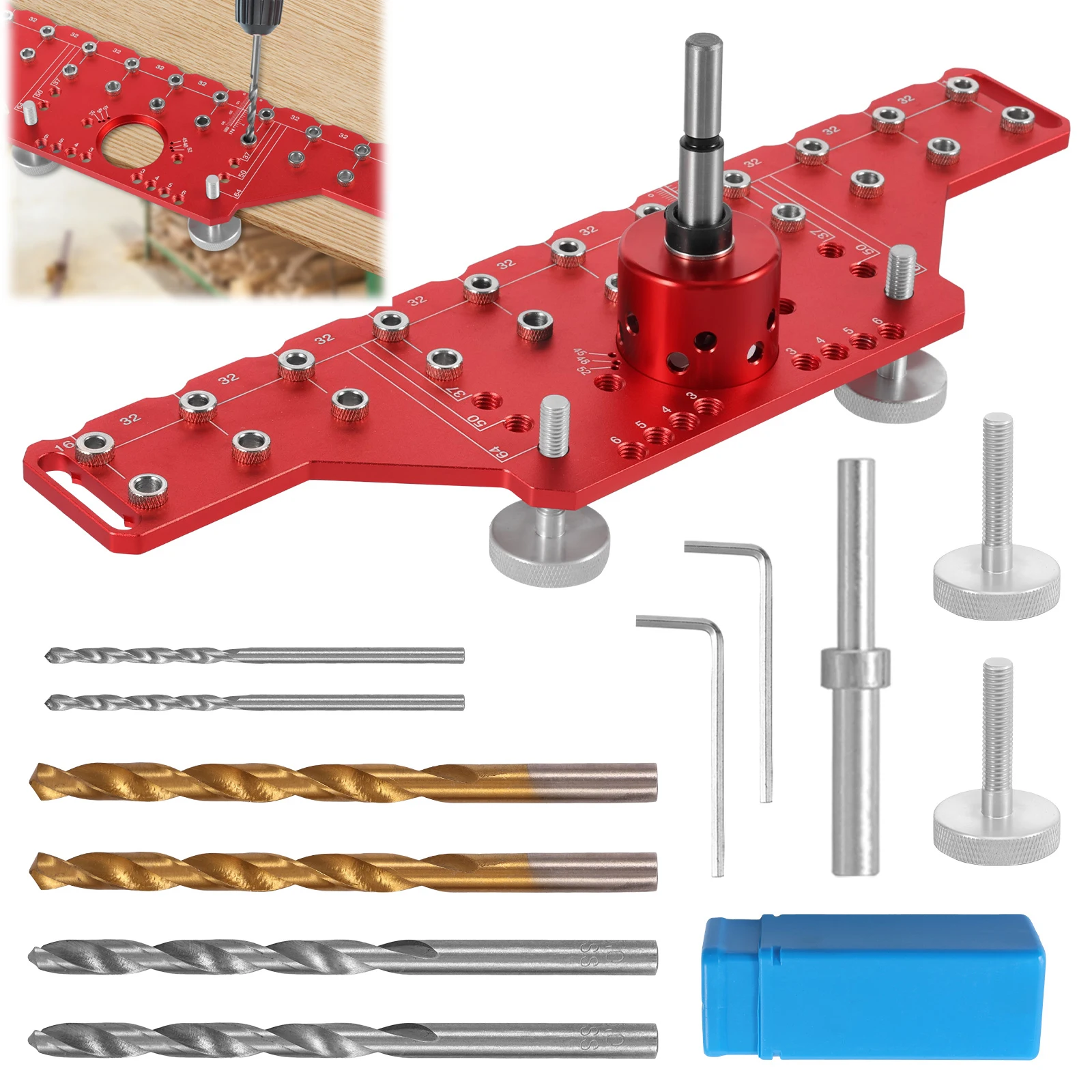 2 In 1 Shelf Pin Jig and Cabinet Hinge Jig Shelf Pin Drilling Jig 5mm 1/4