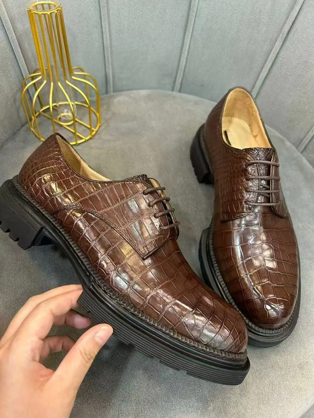2026 New Design 100% Genuine Real Crocodile skin men Flat Business Offical Dress Shoe Top Quality Alligator Leather Men Shoe