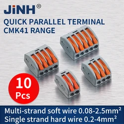 JINH 10 Uds CMK 41 conectores rápidos de Cable de palanca 3 4 5 puertos abrazadera Cable eléctrico Terminal aislado de empalme compacto para el hogar